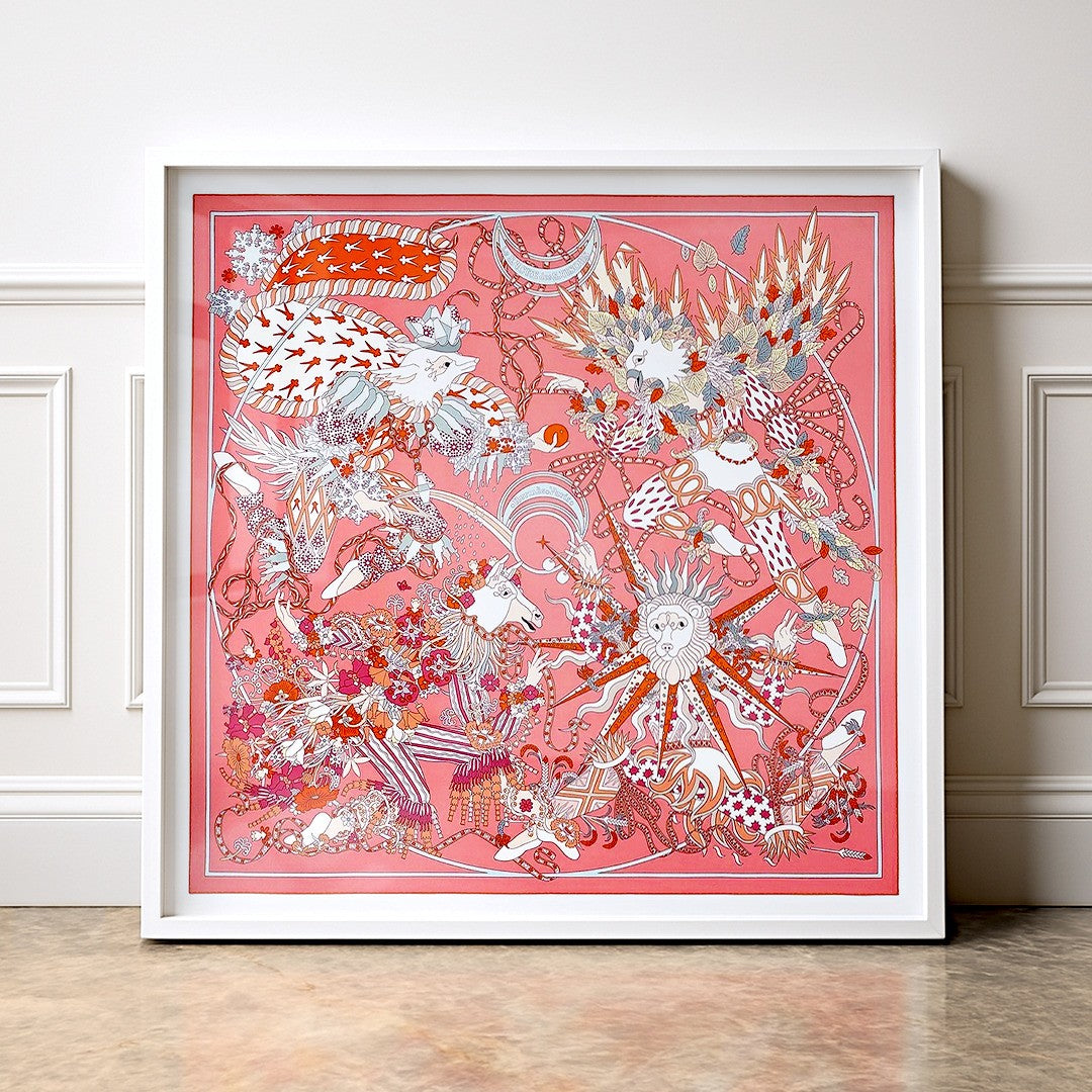 Hermès by Pierre Marie – Framed Silk Scarf of Seasonal Ballet and