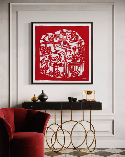 Cats and Dogs, Red & White, 90cm