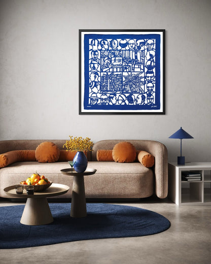 Haircut, Blue & White, 90cm