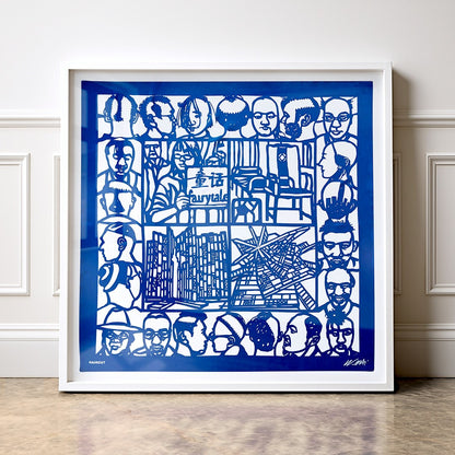 Haircut, Blue & White, 90cm