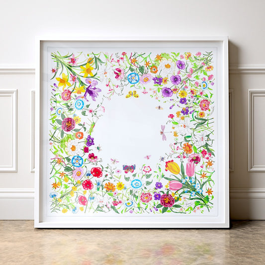Floral Circle, White, 90cm