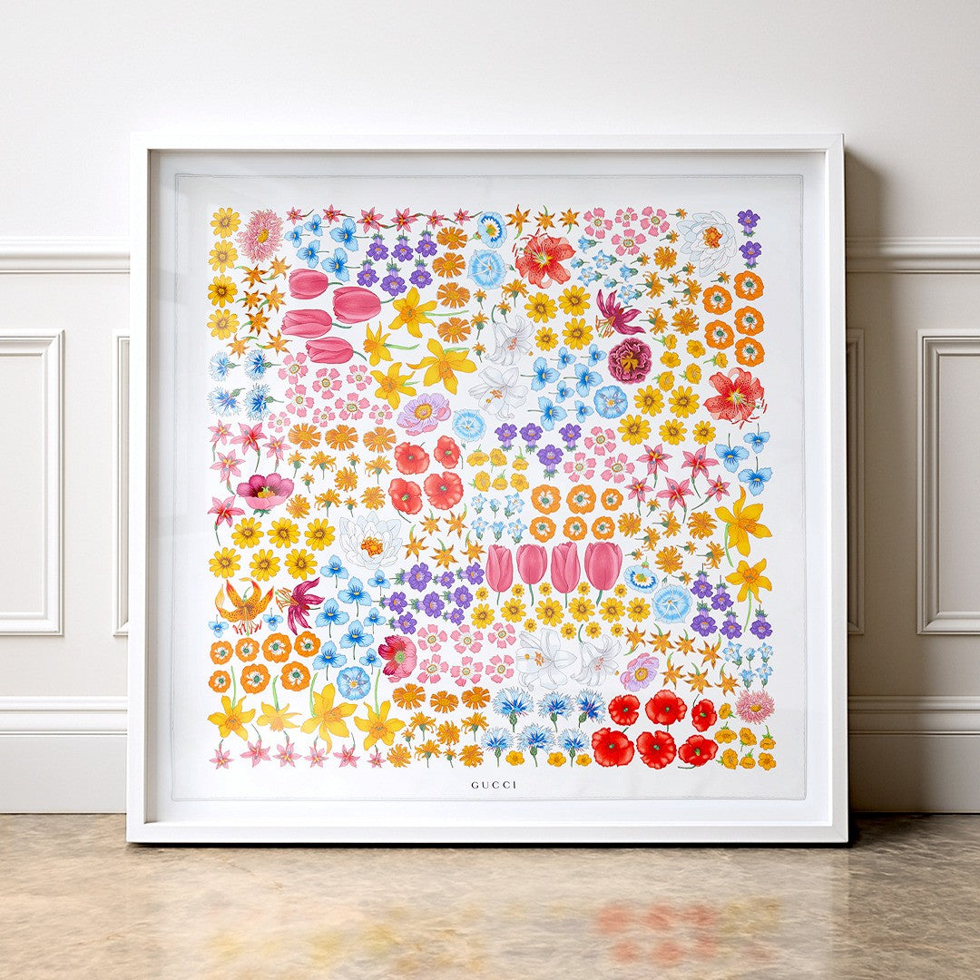 Gucci Floral 90 Framed Silk Scarf Wall Art