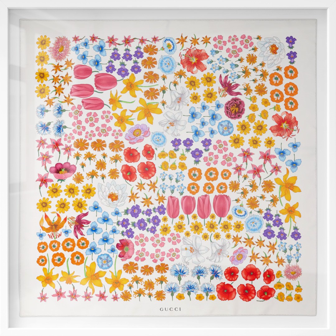 Gucci Floral 90 Framed Silk Scarf Wall Art